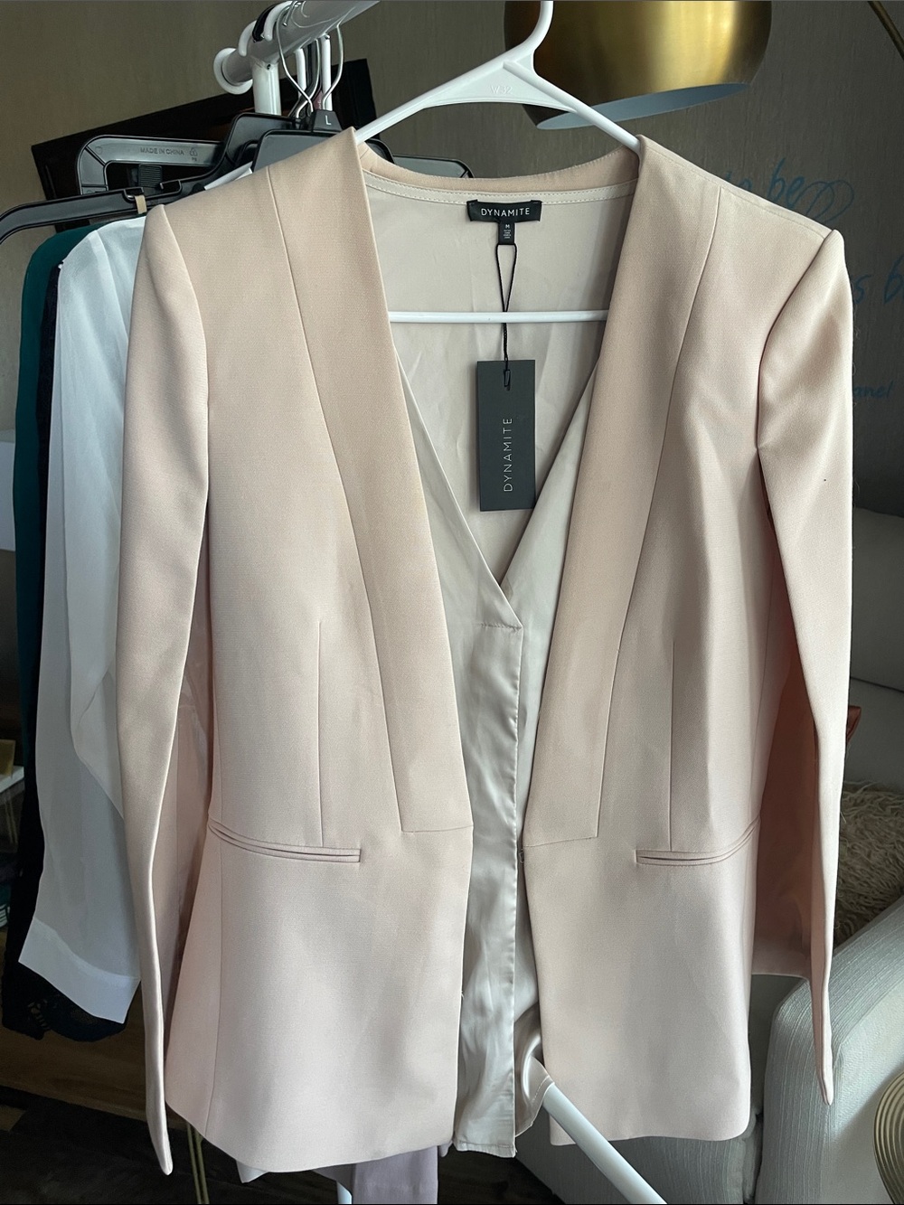 NWT Dynamite Soft Cream Satin V-Neck Blouse - Picture 10 of 16